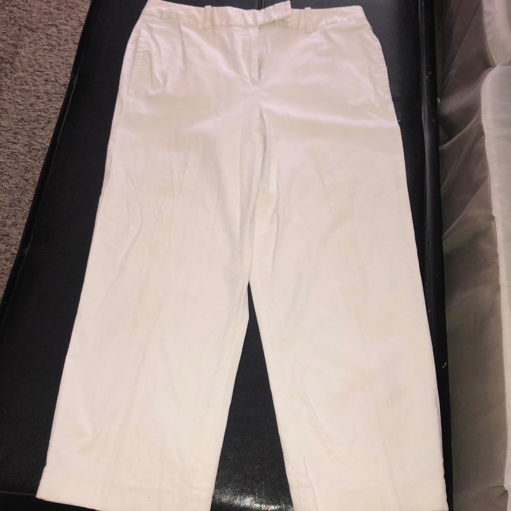 Larry Levine Womens Stretch White Capris Size 8